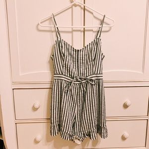 American Eagle Faded Navy Striped Romper